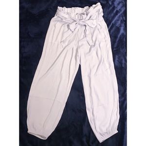 Flowy Paper Bag White Pants - Aerie